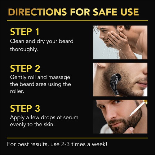 60ML Beard Growth Serum+Roller Kit Hair Growth Roler For Thicker Beard Growth - Picture 8 of 17