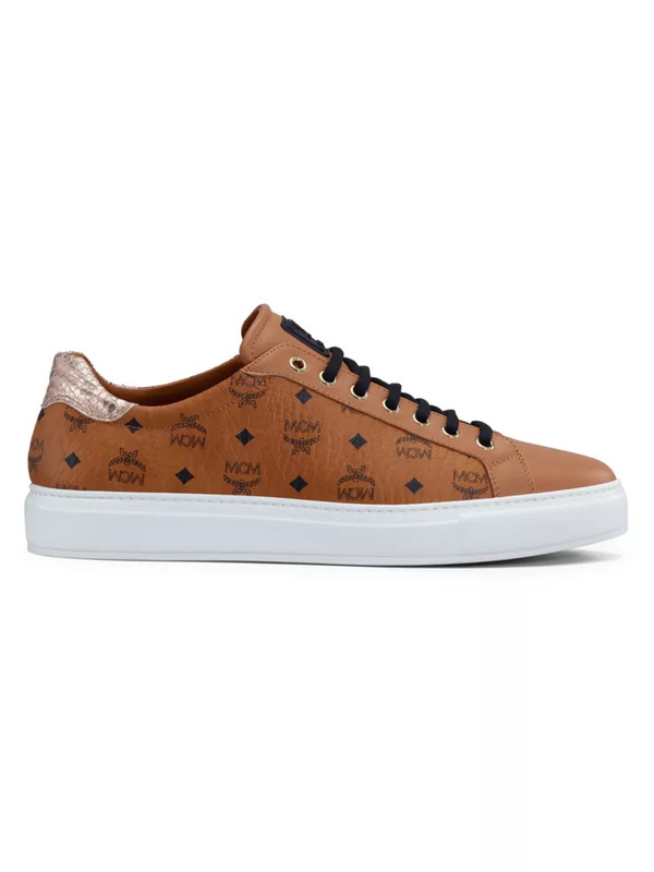 100% AUTHENTIC NEW MEN MCM COGNAC VISETOS LOGO GROUP LOW TOP SNEAKER EU 46/US 13