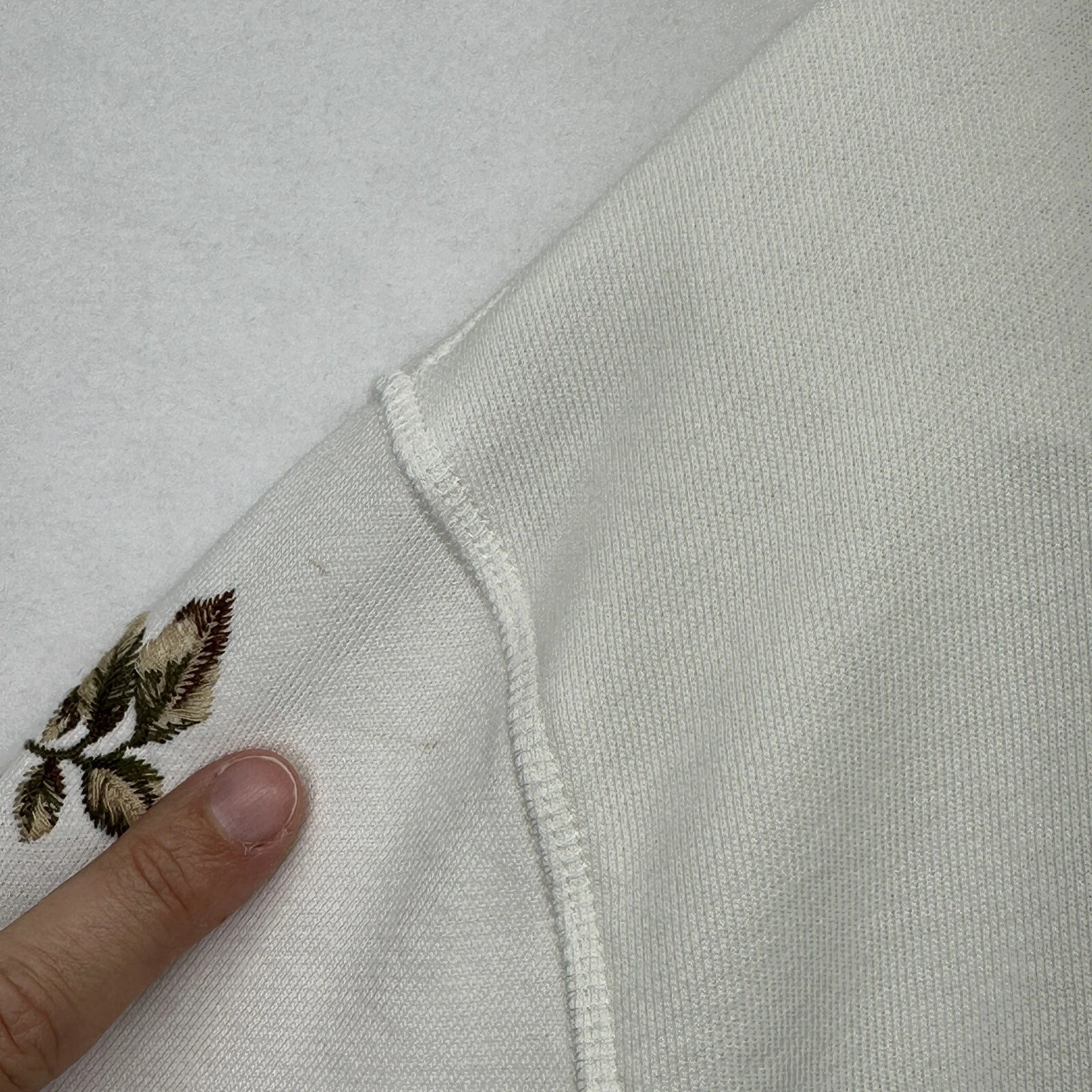 OFF WHITE Felpa con cappuccio Driftwood ricamata floreale avorio taglia S full zip