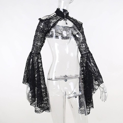 Womens Lace Shrug Breathable Shawl Wrap Comfortable Crop Top See-Through Soft - Picture 13 of 21