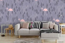 3D Flamingo Seamless Wallpaper Wall Mural Removable Self-adhesive Sticker579