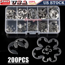 200PCS E Clips Retaining Ring Assorted C Circlip Stainless Steel Kit 1.5 - 10mm²