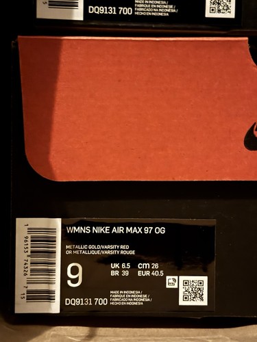 Nike Air Max 97 Golden Bullet Women’s Size 9W Brand New 100% Authentic! - Picture 7 of 7