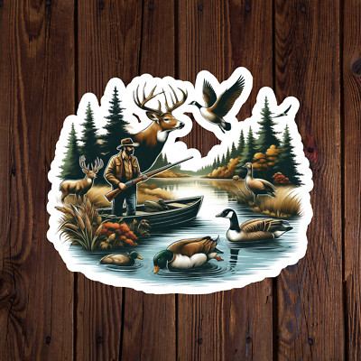 Hunting sticker vinyl decal fishing deer gun duck novelty laptop