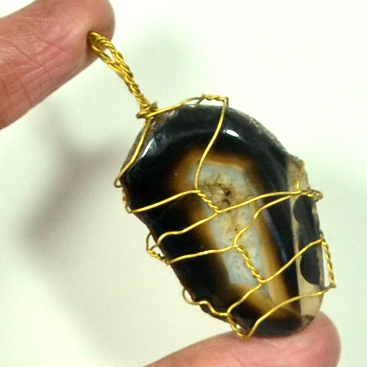 Designer Agate Cabochon Tree Of Life Brass Wire Wrap Handmade Pendants