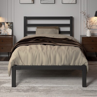 #ad Twin Size Bed Frame Heavy Duty Platform Bed Frame with Headboard amp; Footboard $79.99
