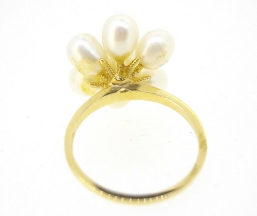 Ring 14K yellow gold 7 Cultured biwa pearl cluster - 第 10/11 張圖片