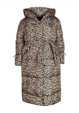 Ladies Size 24 River Island Leopard Print Puffer Jacket Coat Duvet Hooded Bnwt