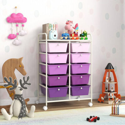 10-Drawer Rolling Storage Cart-Purple - Color: Purple | eBay
