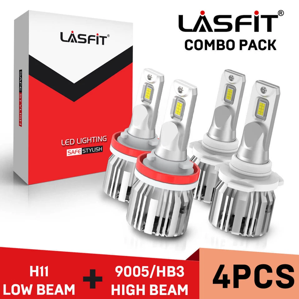 4x LASFIT 9005 H11 LED Headlight Bulbs Conversion Kit High Low Beam Bright White - Image 2 of 4