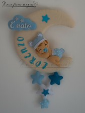 Fiocco nascita coccarda bimbo orsetto su luna fatto a mano personalizzato nome