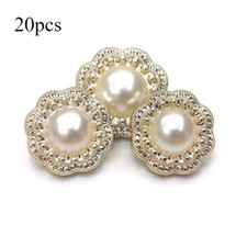 20 Pièces Boutons À Tige Fleurs Faux Perles Or En Plastique Pour Couture DIY