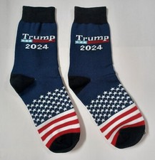 Trump 2024 Navy Black USA Socks MAGA Unisex Crew Socks