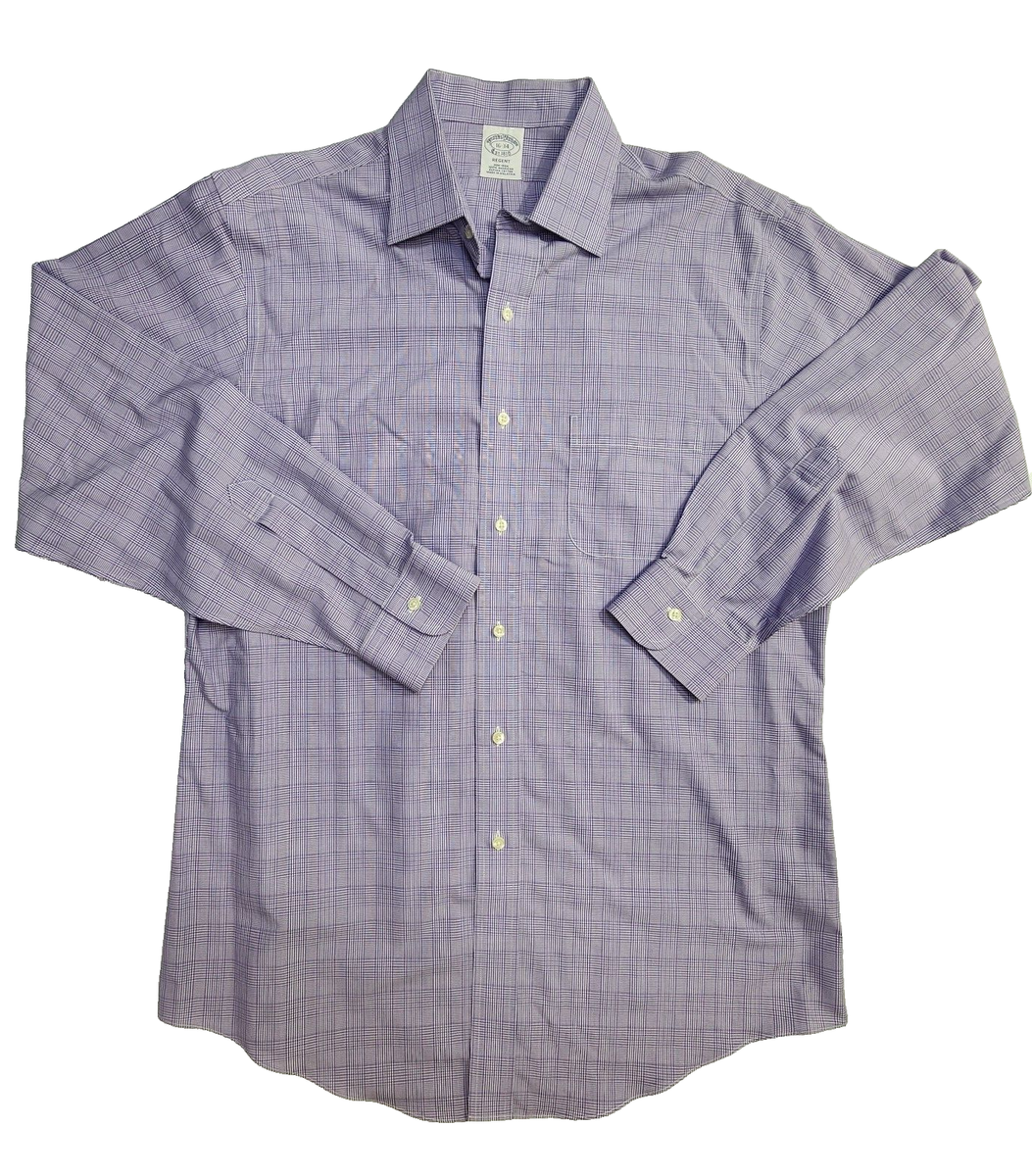 Brooks Brothers Regent Long Sleeve Dress Shirt Purple Plaid Mens Size 16 |  eBay