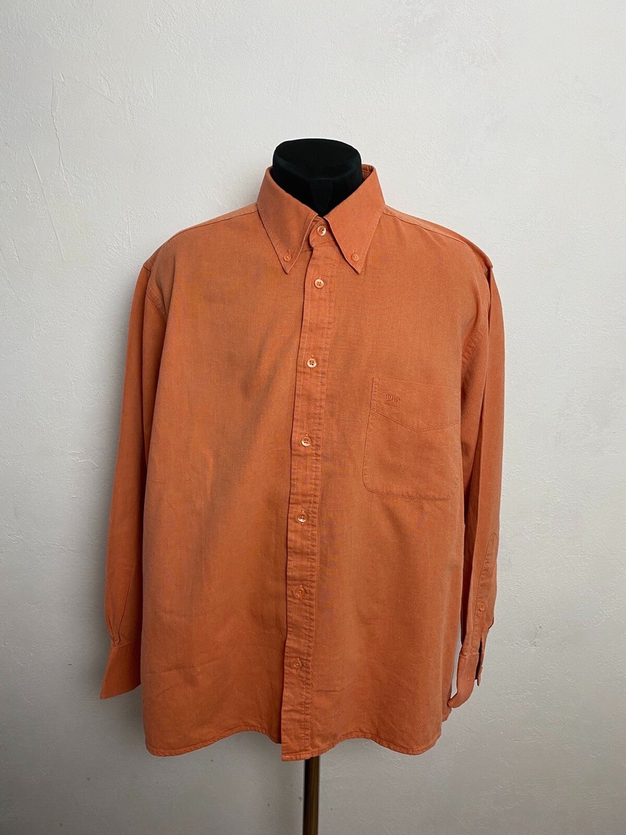 Christian Dior Vintage Orange Cotton Long Sleeve Button Up shirt 