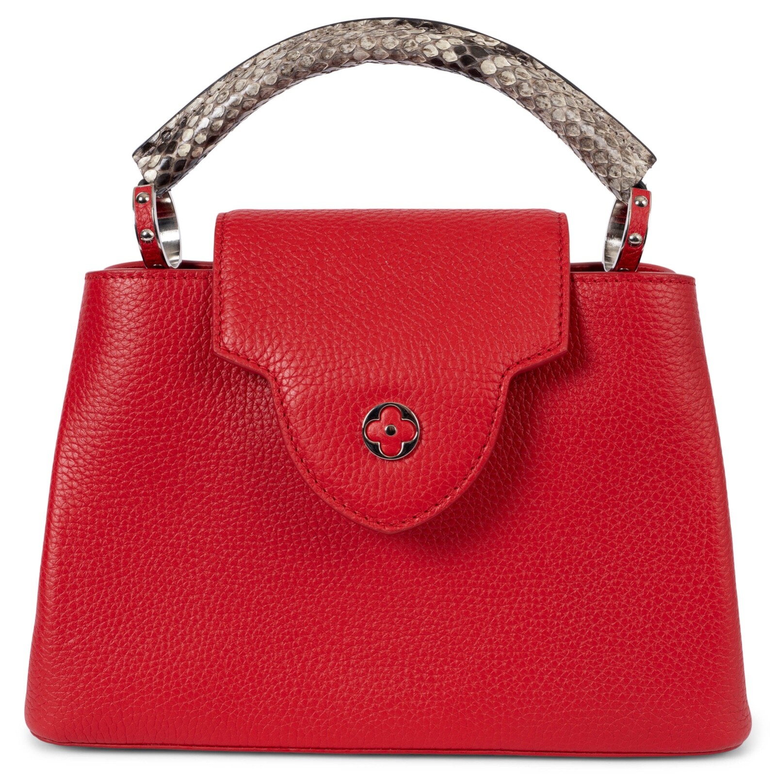 70270 auth LOUIS VUITTON Rubis red Taurillon leather CAPUCINES BB Bag image 5