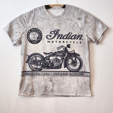 Retro Motorcycle Inspired 2-Sided Graphic Gray/Blk Short Sleeve T-Shirt Size 2XL