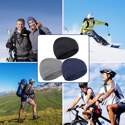 3Pack Men Skull Cap Helmet Liner Beanie Quick Drying Cycling Running Sports Hat - Picture 8 of 15