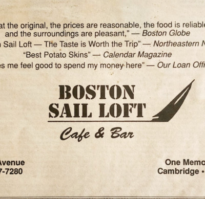 1989 Boston Sail Loft Cafe & Bar Advertisement Atlantic Avenue Vintage DWJJ15