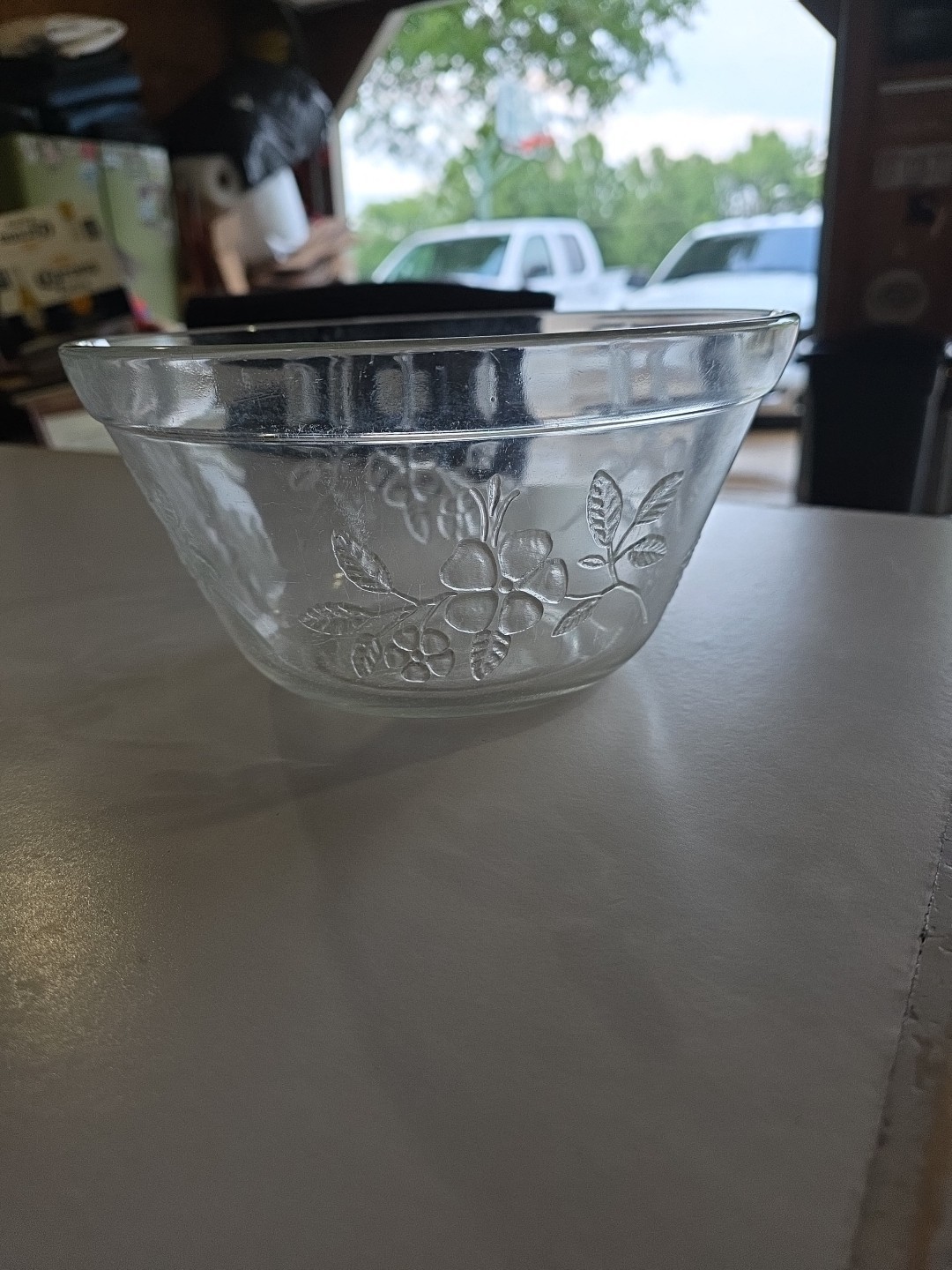 Vintage clear Federal blossom glass mixing bowl