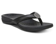 Vionic Lida Thong Post Sandal Arch Support Womens 6 Medium Black New