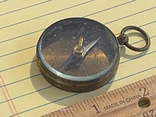 VINTAGE COMPASS MADE OF BRASS AND GLASS w OCK MECHANISM - GERMANY OR FRANCE