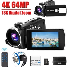 ✅4K 64MP Camcorder 18X Zoom Digital Camera Video Camera Recorder with LED Light