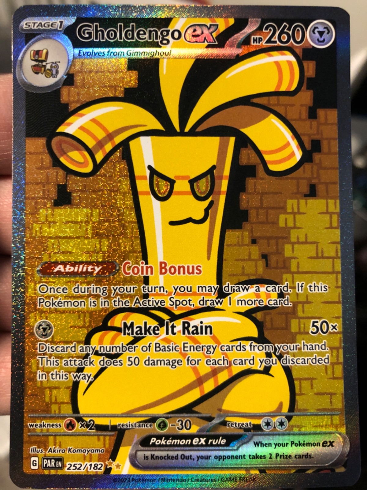 Gholdengo ex 252/182 Special Illustration Rare Paradox Rift Pokemon Card NM SIR