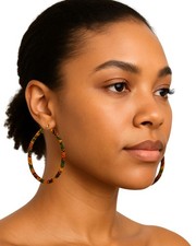 Kente Wrapped Hoop Earrings for Women   African Print Fashion Ankara Jewelry