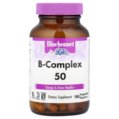 Bluebonnet Nutrition B-Complex 50 100 Veggie Caps Egg-Free, Fish Free,