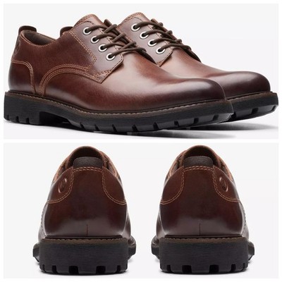 Clarks CUSHION PLUS Batcombe Tie DARK TAN LEATHER Schuh Herren UK-10 G EU-44,5 M