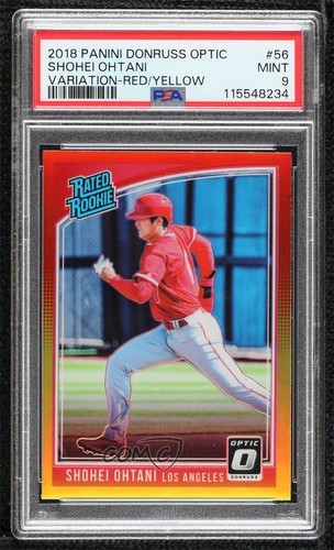 2018 Donruss Optic Red & Yellow Prizm Shohei Ohtani #56 PSA 9 MINT Rookie RC 2x6