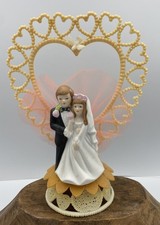Vintage Wilton Mid Century Modern Wedding Cake Topper Porcelain Bride/Groom