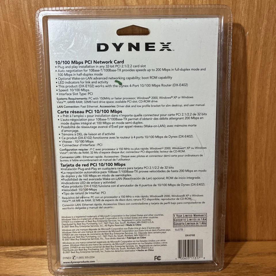 Dynex 10/100 Mbps PCI Network Card DX-E102 Realtek Plug & Play 32 Bit (7B) - Image 3 of 3
