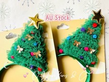   MERRY Christmas  Girl's 3D Christmas Tree Eye-catching Green Headband SET OF 2