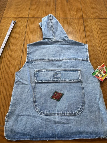 VTG Gino G. Venucci Denim Hooded Vest Zip-Up Urban See Pics Measurements (0331-x image 6