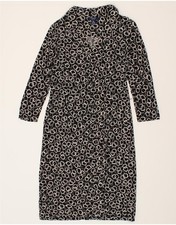 CHAPS Womens 3/4 Sleeve Robe Dress UK 10 Small Black Geometric Polyester AW10