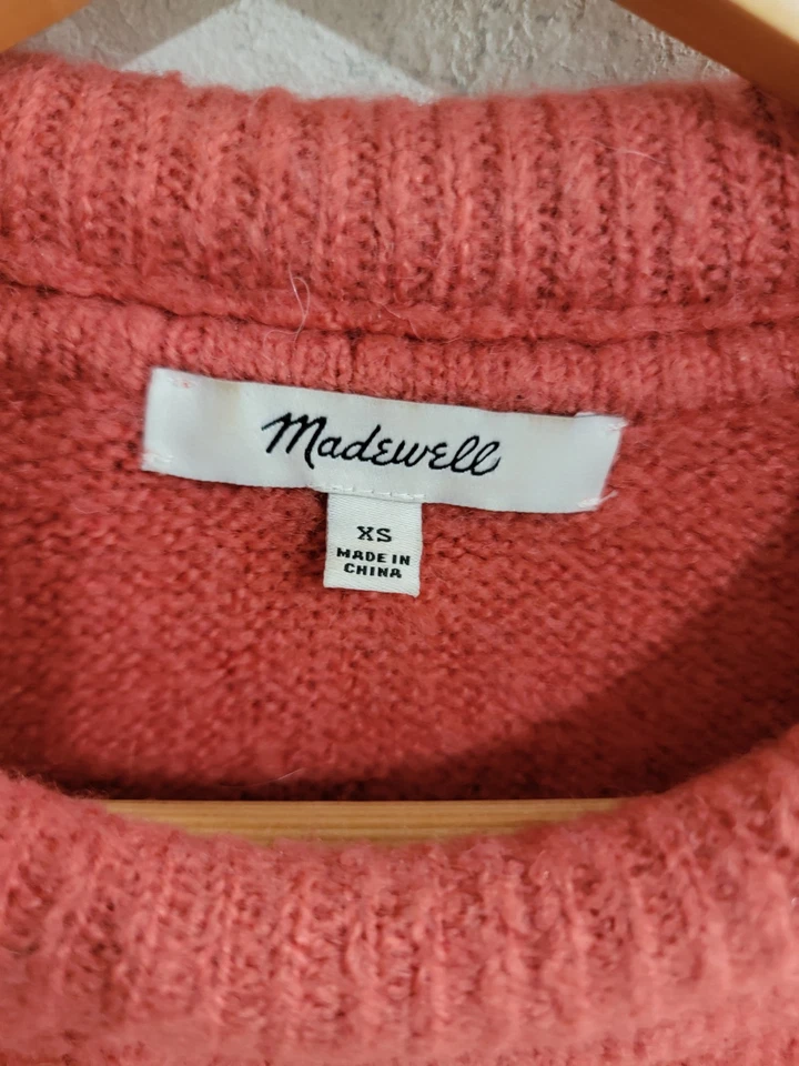 Suéter Madewell Fulton Para Mujer XS Coral Cuello Enrollado Tejido Acogedor Pullover Informal Foto 4 de 4