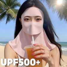 Women Sun Protection Face Mask with Drinking Hole Ice Silk ing Block Neck