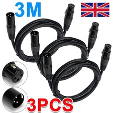 3 x QTX 3M DMX Lighting XLR Signal Cable Lead 110 Ohm DJ Disco Band Light UK