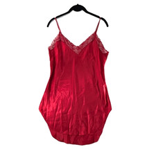 Victorias Secret Gold Label Camisole Chemise Gown Womens Size M Satin Lace Red