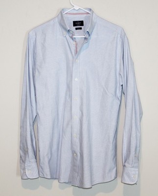 Hackett London Slim Fit Striped Oxford Button Down Shirt Blue White Men's Medium