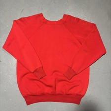 ICU Men's Vintage 80s Red Raglan Crewneck Sweatshirt Classic Large USA Made VTG