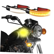 2PCS Motorcycle LED Turn Signal Light, Flexible Switchback Dual-Color White 