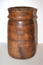 VASE -- PRIMATIVE HAND TURNED WOOD 11 TALL ---6 DIAMETER