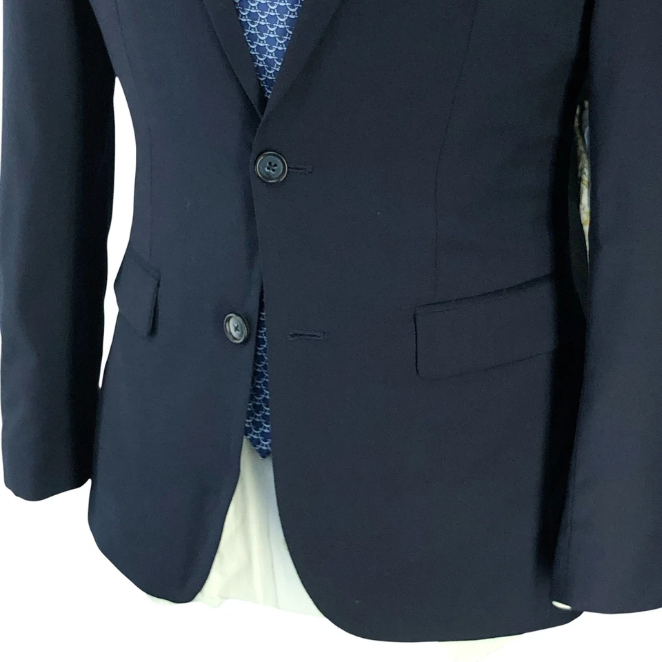 Traje Jos A Bank Para Hombres 36S Azul Marino Dos Piezas 1905 Lana Vestido Chaqueta Pantalones Dos Botones Foto 4 de 4