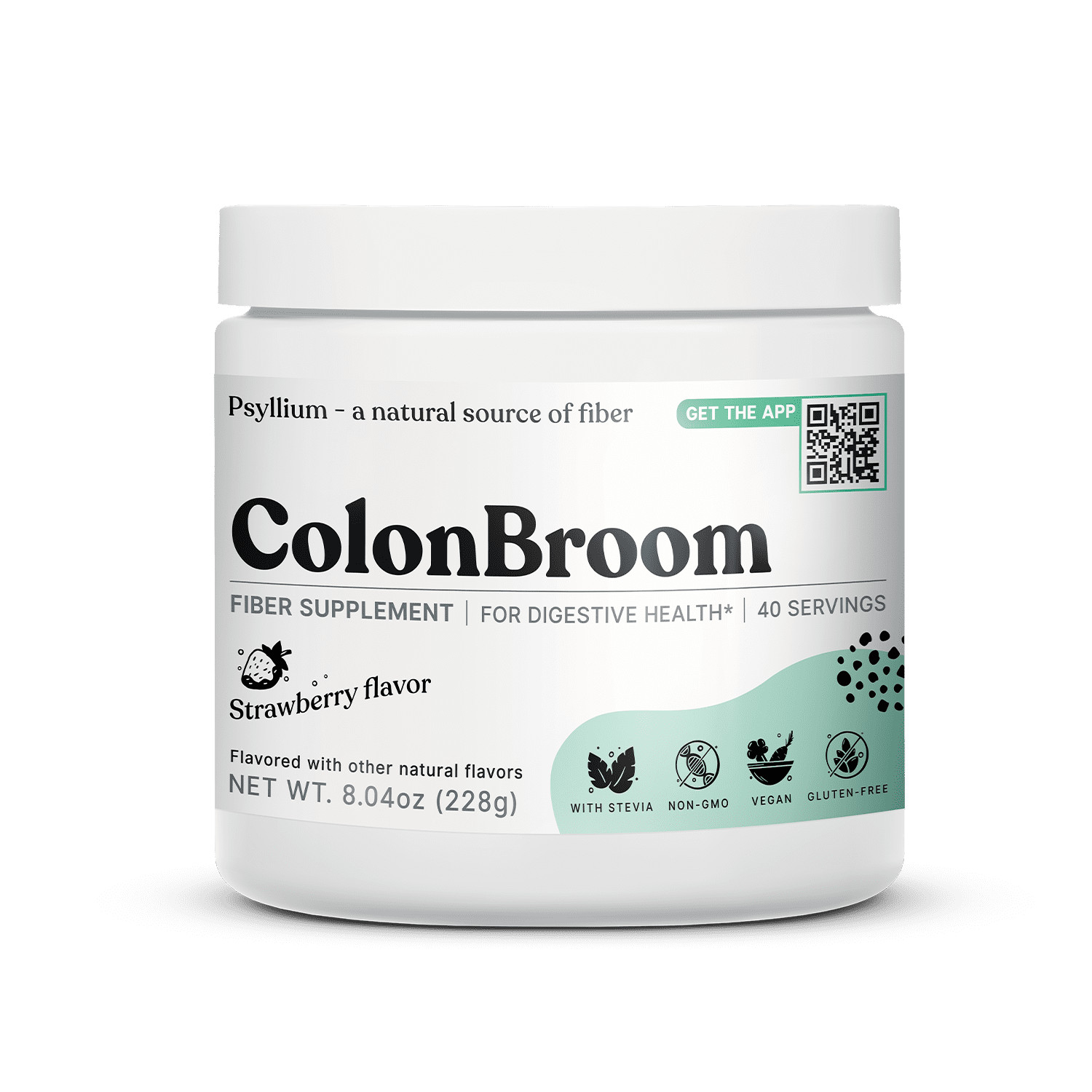 ColonBroom Psyllium Husk Powder Colon Cleanser - Fiber Supplement, Strawberry