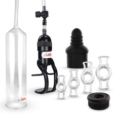LeLuv Penis Pump EasyOp Zgrip with Black, Septum and 4 Constriction Rings