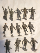 Vintage Marx Plastic Army Men German Gray Infantry Soldier Lot