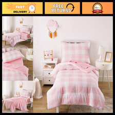 Gingham Toddler Bedding Set, Cute Plaid Buffalo Check, 4-Piece Crib Set, Soft Co